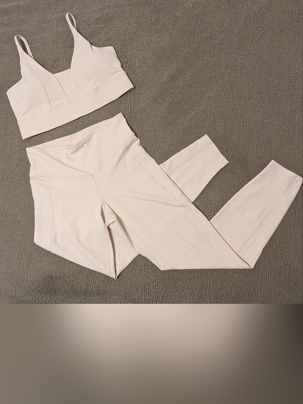 Old Navy Light Blush Ribbed Sports Bra and Leggings Set